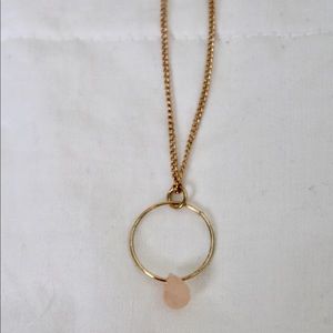 Pink Stone Ring Gold Necklace